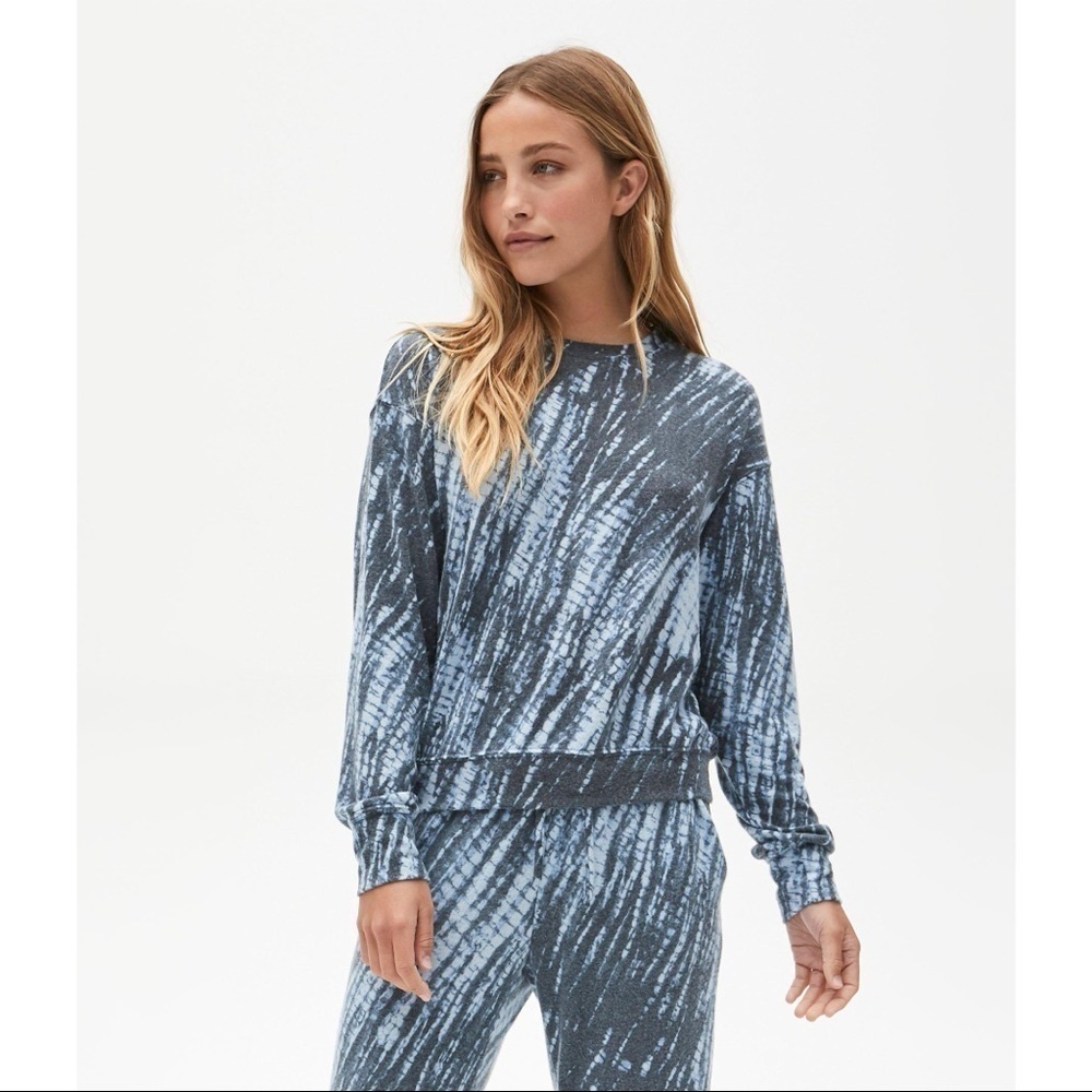 NWT Michael Stars Gigi Crew Neck Shibori Print Madison Pullover in Admiral XS